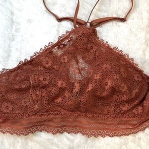 Victoria's Secret Lace Halter Bra in Rust